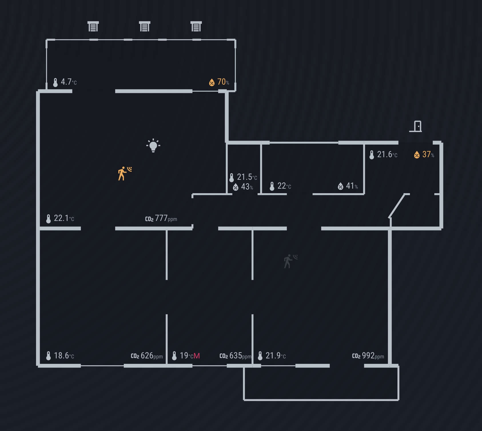 Interaktivní půdorys domu s real-time daty ze senzorů